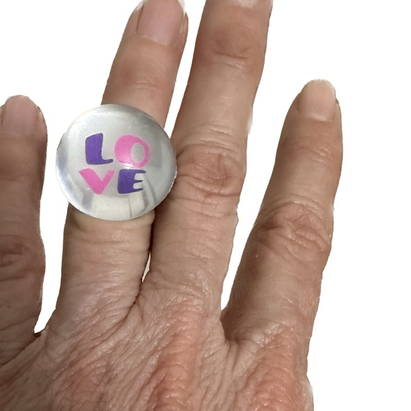 VTG RARE Y2K LISA FRANK PINK PURPLE LOVE RING BLING JEWELRY VALENTINE GIFT LOVE - Picture 9 of 12